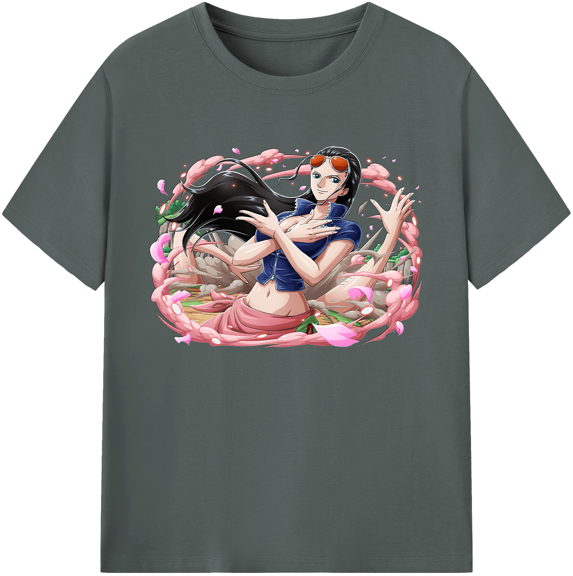 ワンピース ニコ・ロビン ONE PIECE Nico Robin 綿100％ メンズ半袖Tシャツ｜肌触りやわらか＆通気性